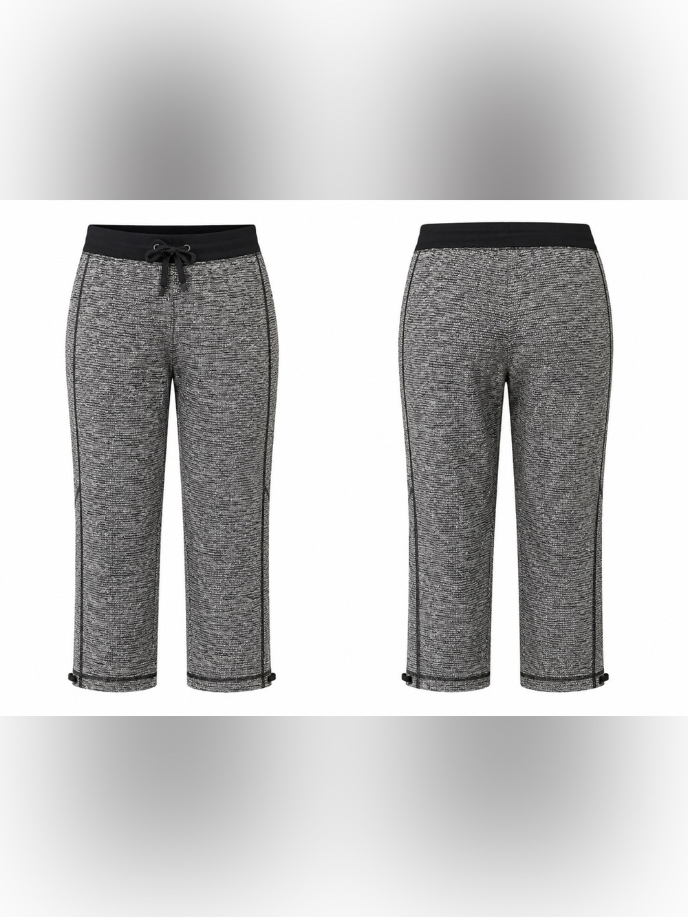 Talbots Performance Marled Crop Pants M Black Gray Drawstring Stretch